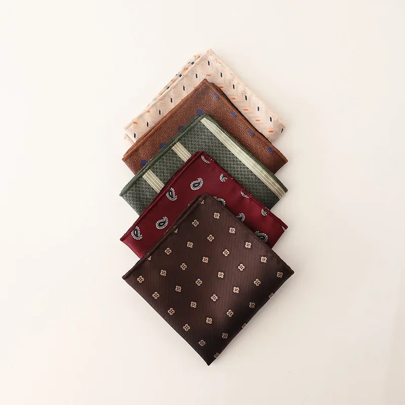 5pcs New Polka Dot Striped Suit Accessories French Men's Pocket Towel Square Chest Towel Jacquard Wedding Suit Party Decoration