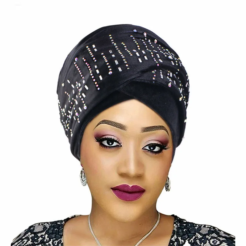 

Luxury Velvet Diamond Muslim Women Hijabs Hat African Long Tail Scarf Inner Islam Turban Cap Headscarf Headwrap Hair Accessories