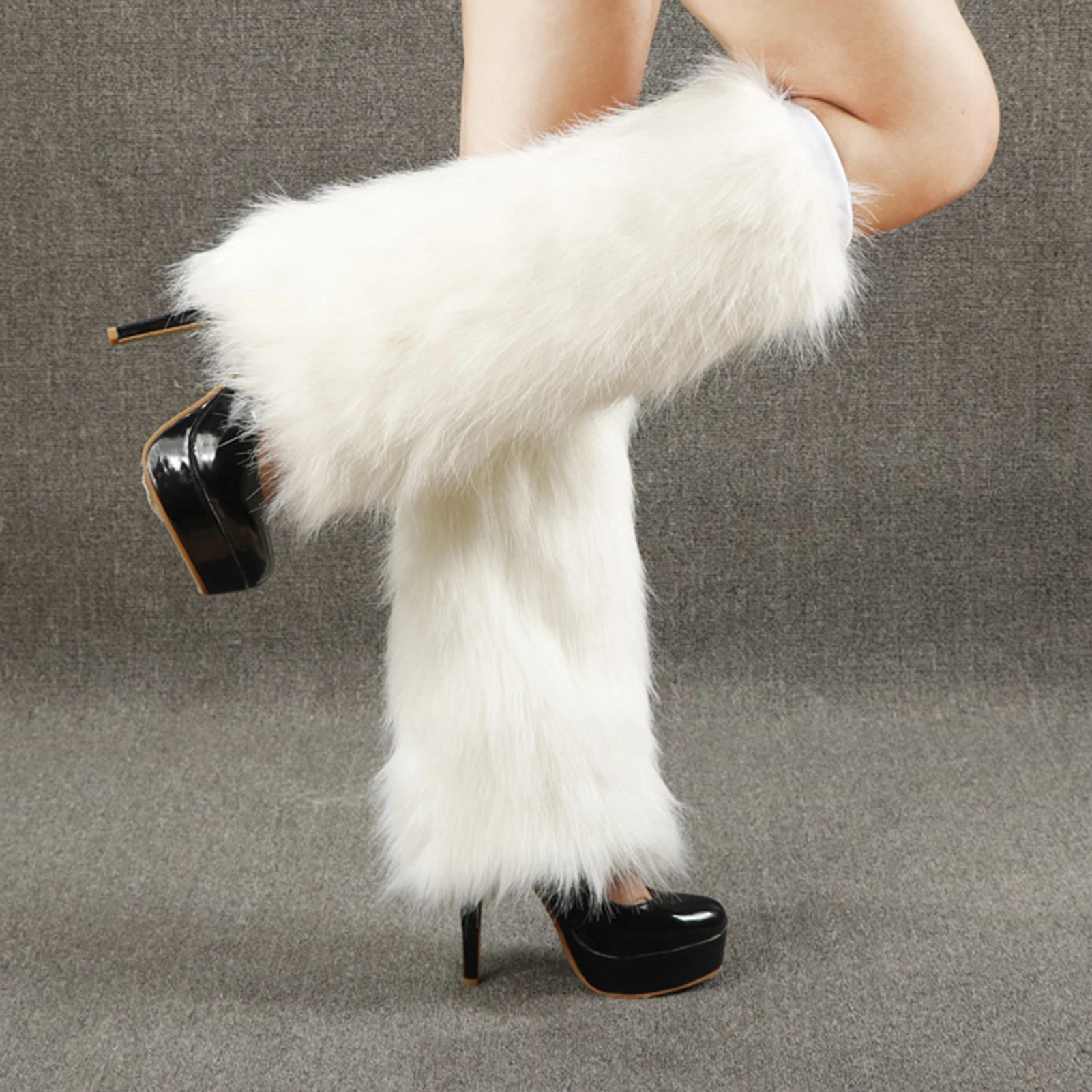 ขายร้อนฤดูหนาว Soft Boot ถุงเท้าผู้หญิงขาอุ่นสีทึบ Faux Fur ฝาครอบ Lady Furry ขาอุ่น Santa คริสต์มาสของขวัญ Y2k