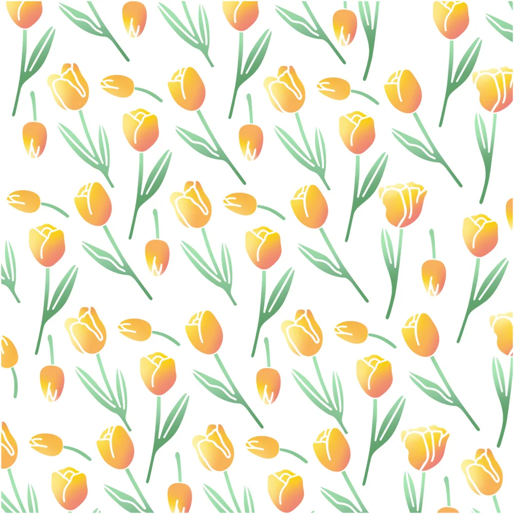 MangoCraft 2PCs Spring Tulip Flowers Stencil For Decor DIY Scrapbooking Embossing Stencils For Cards