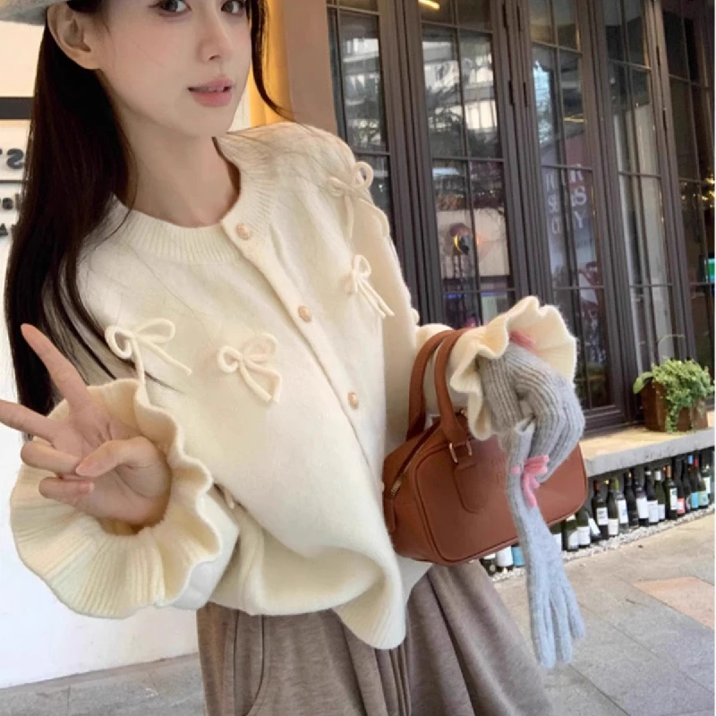 Non-Balliting Knitted Sweater Cardigan Spring Autumn New Style Guangzhou Thirteenth Factory High End Women's Top Sweet Style ...