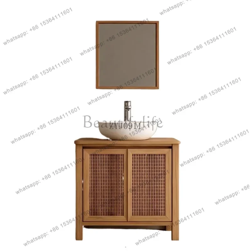 Floor-to-ceiling bathroom cabinet combination washbasin hand wash face basin hotel log color bathroom cabinet