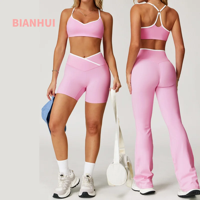 

BIANHUI Women's Two Pieces Set Beauty Back Bra Pant Sets Women's Tracksuit Fitness Running Outdoor Yoga Sport Outfit For Woman