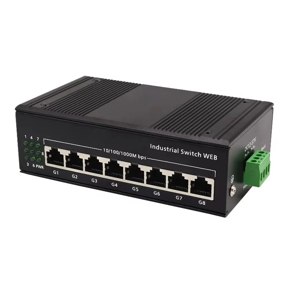 8-Port Gigabit Ethernet Web Managed Switch, DIN-Rail Industrial Smart Network