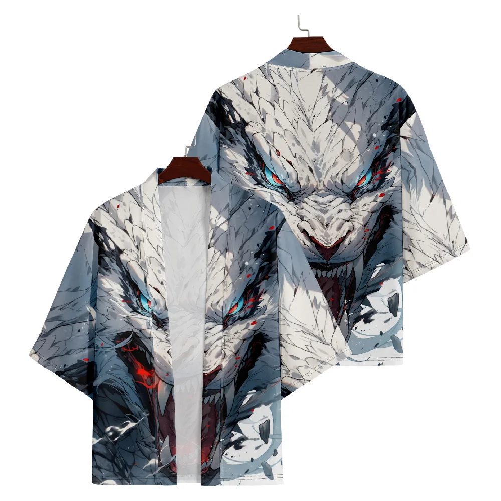 

Japanese Streetwear Haori Traditional Fashion Animal Print Shirts Cardigan Men Kimono Summer Beach Yukata Asian Clothing