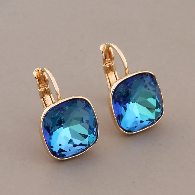 New Trend Gold Color Square Earrings for Women Unusual Colorful Dangle Earrings Luxury Quality Jewelry