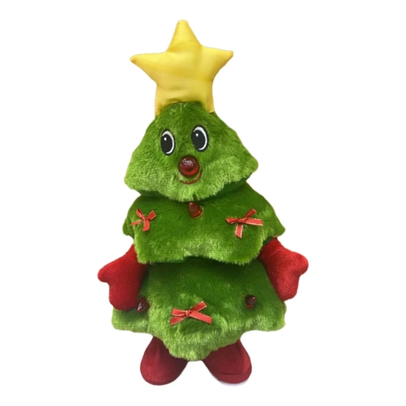 Electronic Toy Music Light Singing Light up Christmas Tree Interactive Singing Plush Toy for Children Christmas Gifts