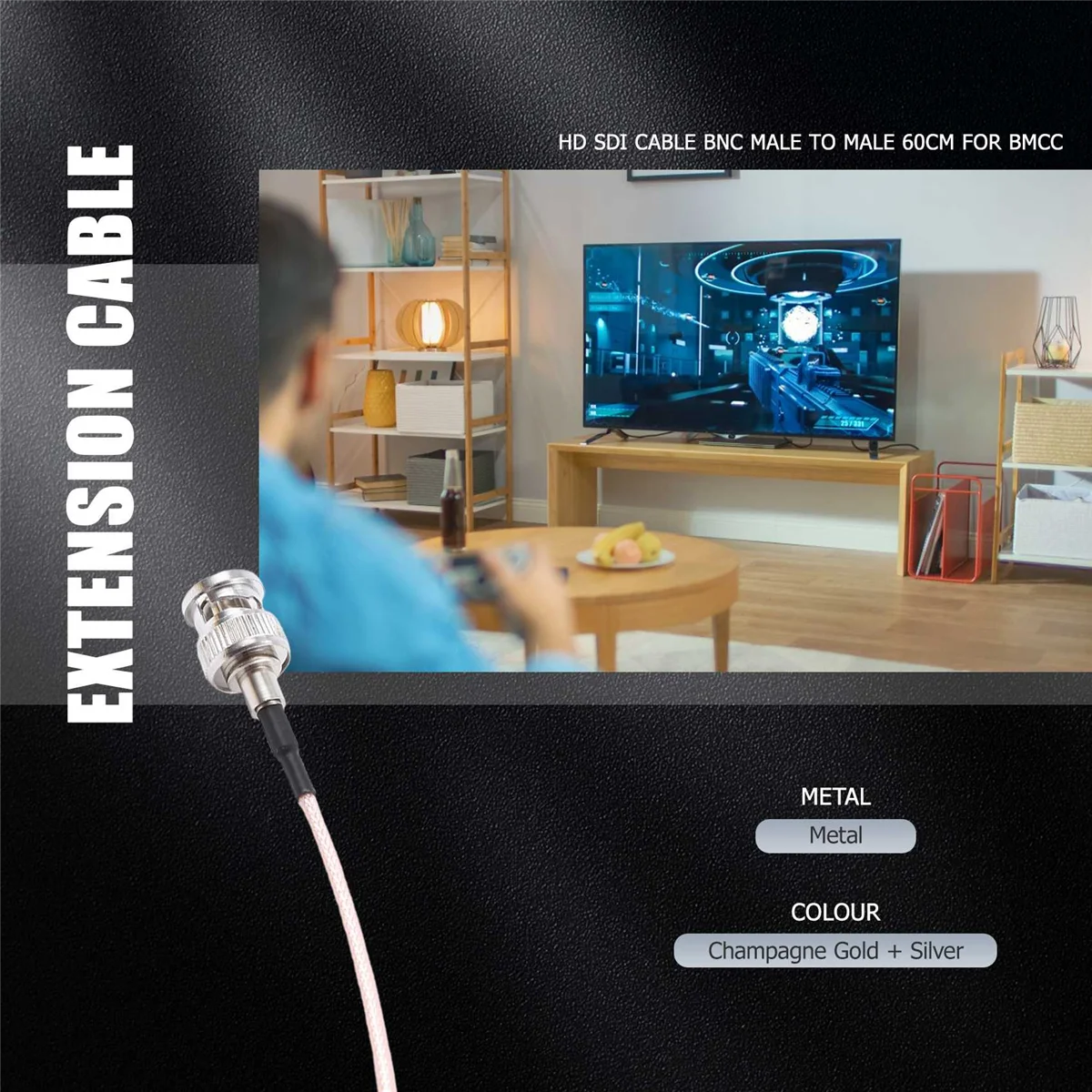 كابلات طول مخصص- LanParte HD-SDI HD SDI كابل فيديو ذكر HD SDI تمديد كابل 60 سنتيمتر لكاميرا BMCC BMPC Hyperdeck G