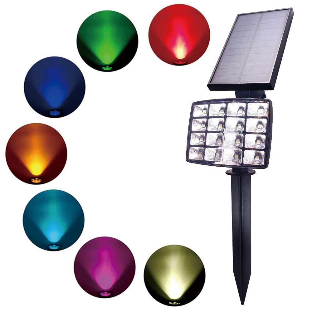 RGB Color Changing Solar Garden Light 16 Leds Waterproof Landscape Decoration Auto On/Off for Yard,Patio,Pathway
