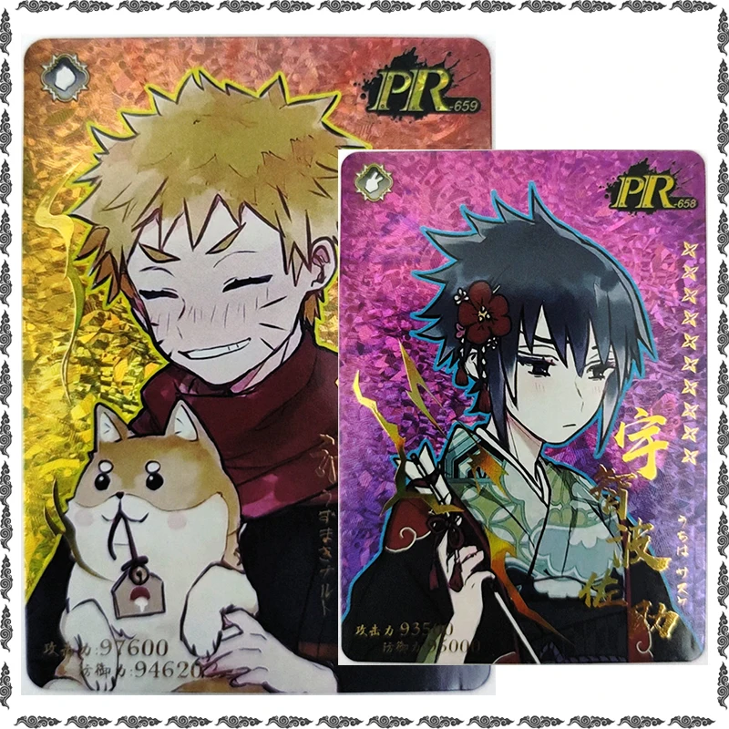 Anime NARUTO Rare Uchiha Sasuke Uzumaki Naruto Desktop Battle Game PR Foil Holographic Collectible Card Birthday Toy Gift