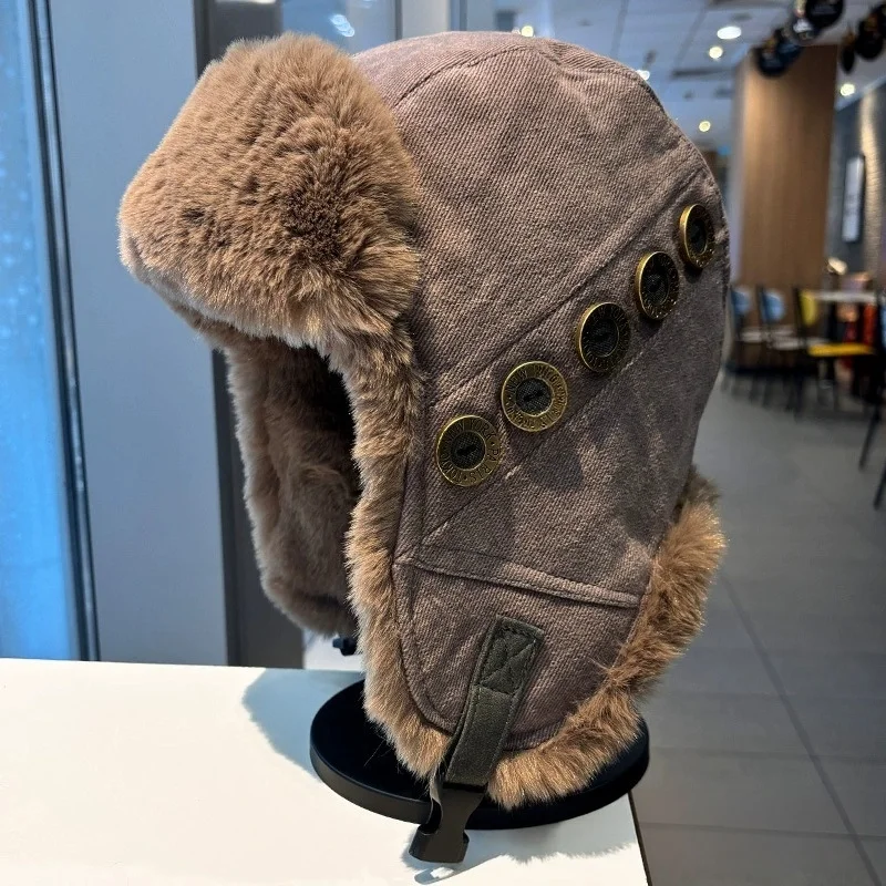 Men’s and Women’s Lei Feng Hat: Winter Ear-Protecting Cotton Hat, Thickened and Warm, for Cycling, Skiing, and Pilot-Style Hats