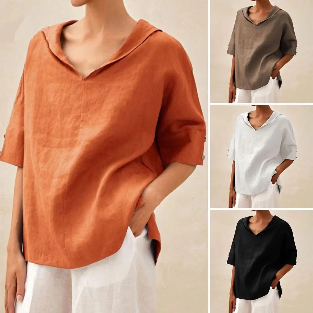 Casual Women V-neck Shirt Stylish Women's V-neck T-shirt Collection Chic Solid Color Tops for Casual Workwear for Everyday