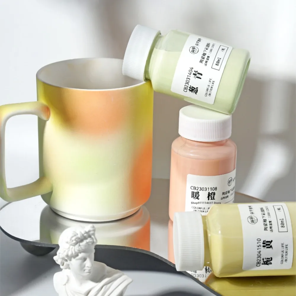 80ML Light Color Ceramic Underglaze Color Pigment Hand-painted Concentrate Macaron Color Glaze DIY Ceramic Coloring Pottery Tool