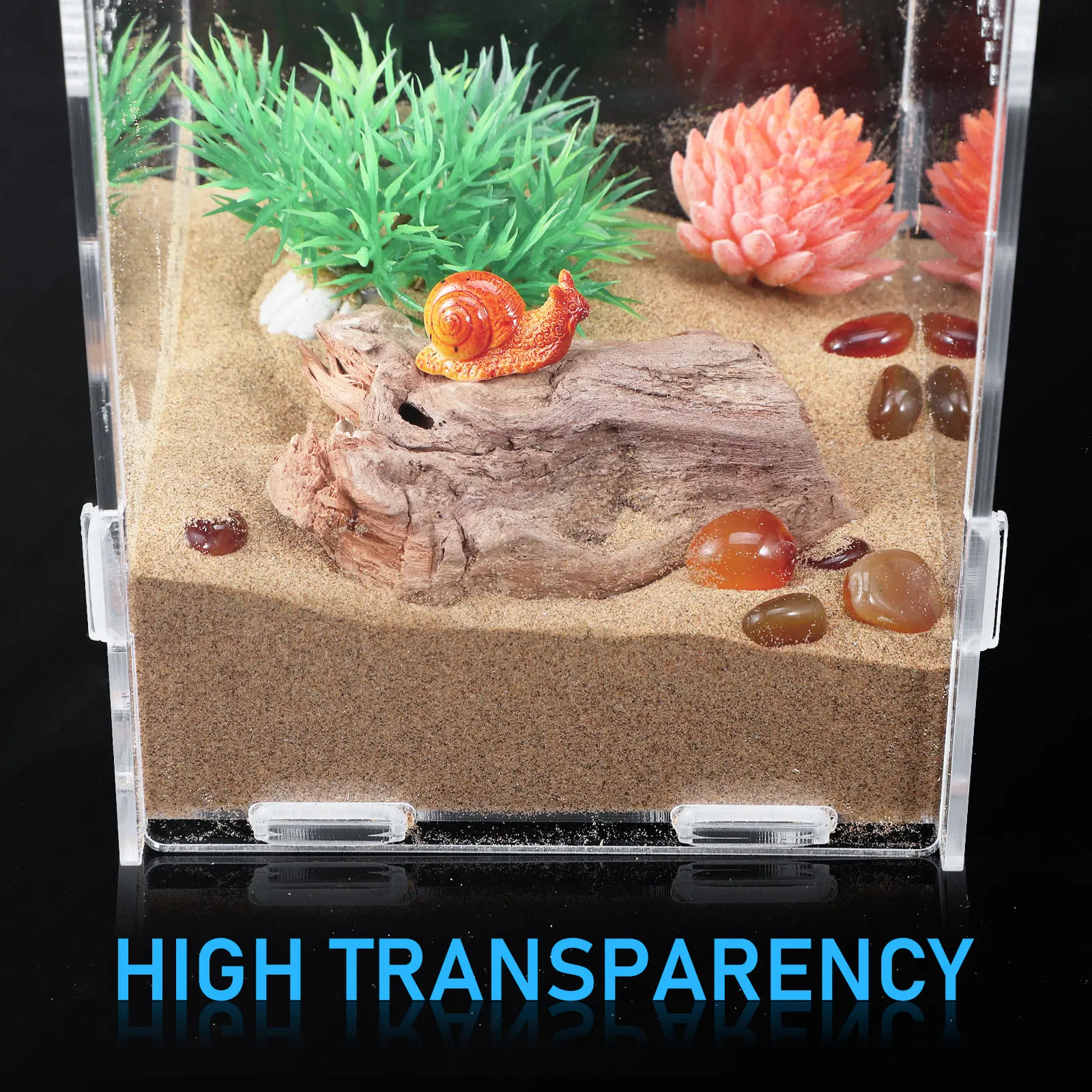 Reptile Enclosure Clear Acrylic Feeding Box Spacious Secure for Tarantula Stick Insect Jumping Spider Lizard Gecko Turtle Snake