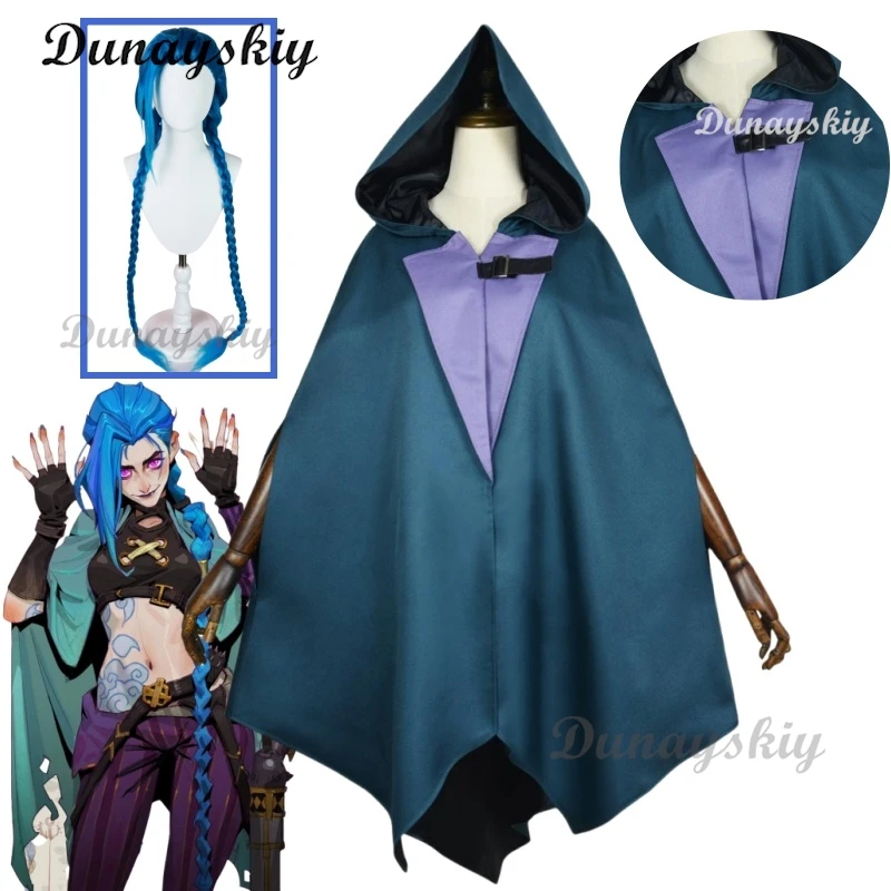 ملابس جينكس غامضة التأثيرية أنيمي LOL عباءة بقلنسوة كيب فانتازيا فستان حفلة الهالوين بدلة لعب الأدوار مخصصة