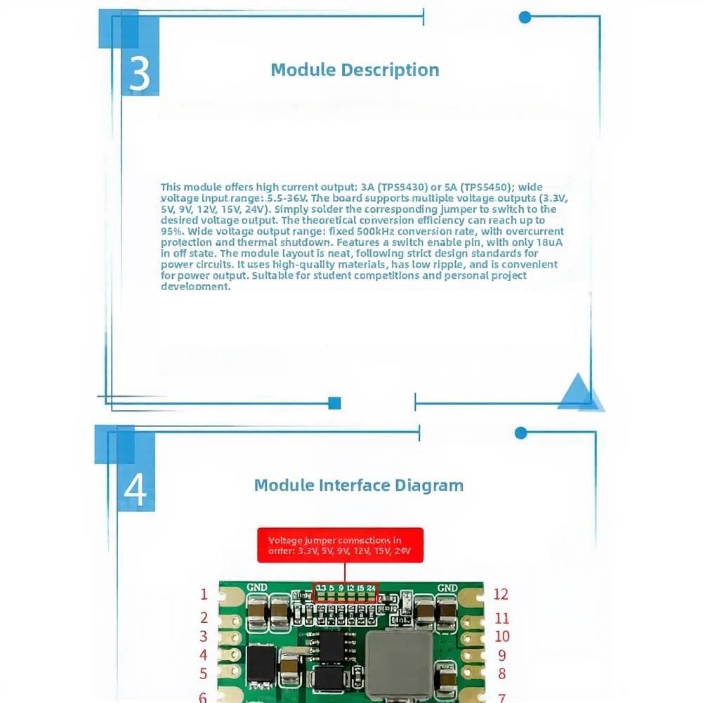 

For DIY Electronics DC-DC Converter Thermal Shutdown Power Module Power Module Metal Plastic 3.3V Output 5V Output 12V Output