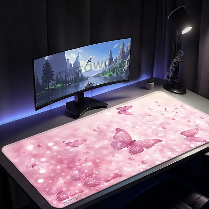 

Mouse Pad Gaming Pink Butterfly XL New Custom HD Mousepad XXL keyboard pad Carpet Natural Rubber Office Accessories Table Mat