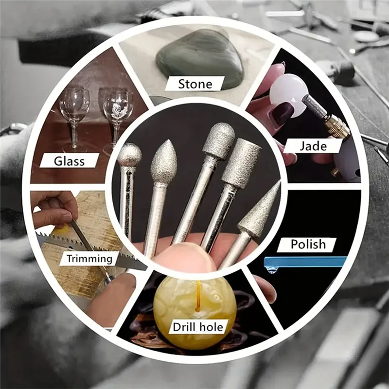 AA05 50 قطعة رأس مطحنة مطلي مجموعة نتوءات الطحن لأجزاء الطحن الكهربائية للأداة الدوارة #2