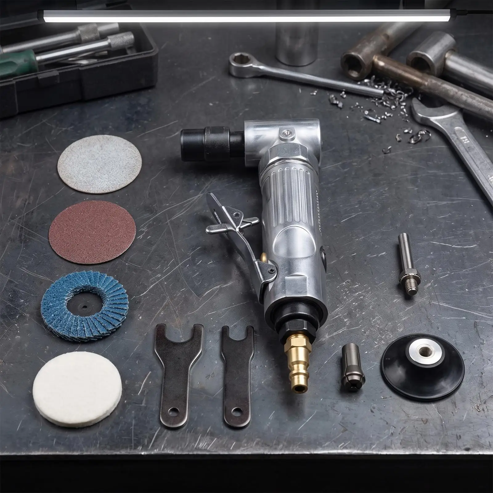 Pneumatic Angle Grinder Polishing Machine Metal Housing with Grip Discs for Precision Surface Smoothing