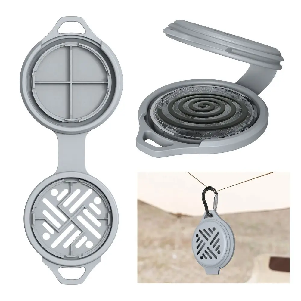 Stainless Steel Mosquito Coil Tray Hangable Anti-Mosquito Mosquito Coil Holder Box Portable With Cover Incense Coil Burner