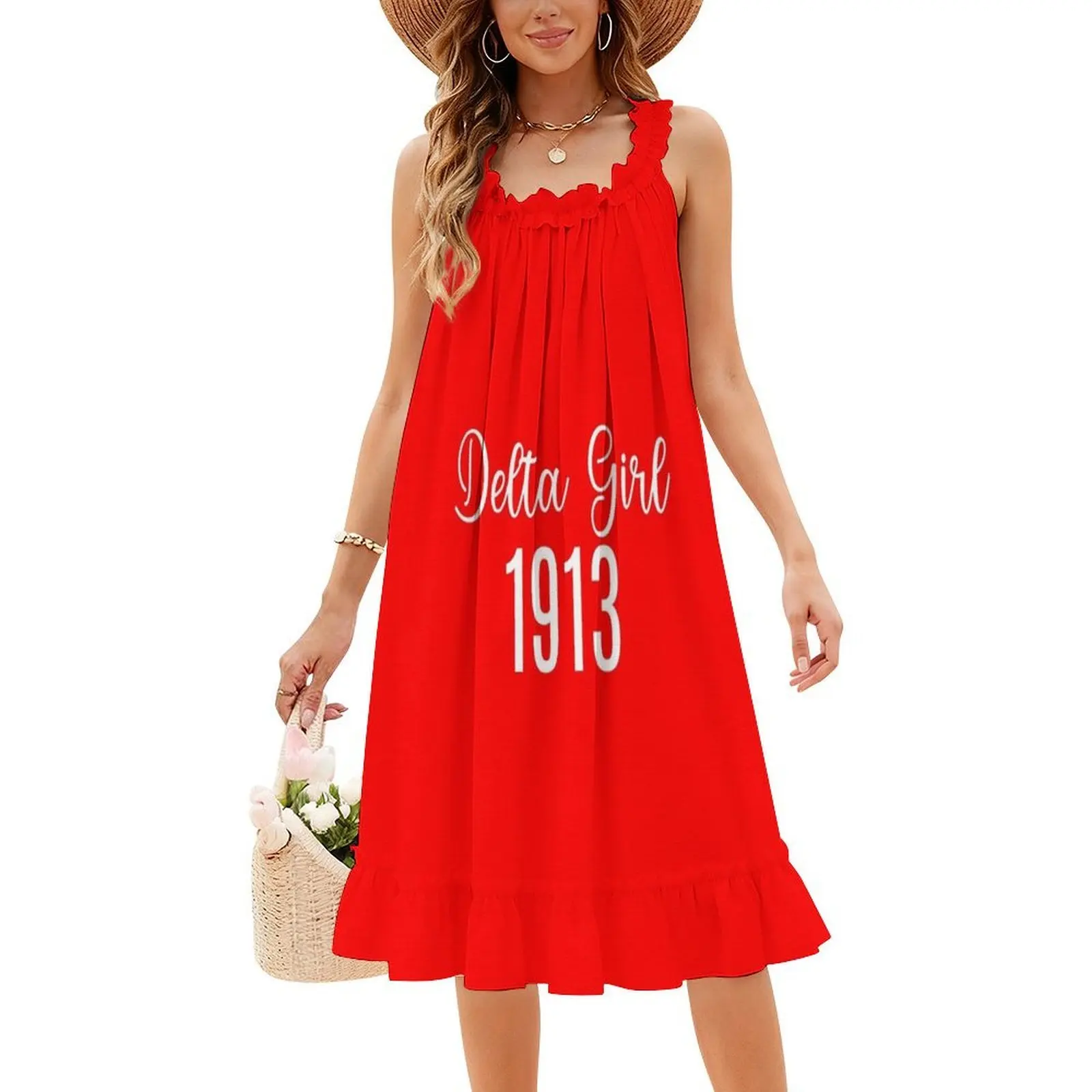 فستان Delta Girl 1913 طراز Preppy فستان قصير للنساء على شكل حرف a فضفاض مناسب فستان يوم غير رسمي دلتا سيجما ثيتا Sonority فساتين الحفلات