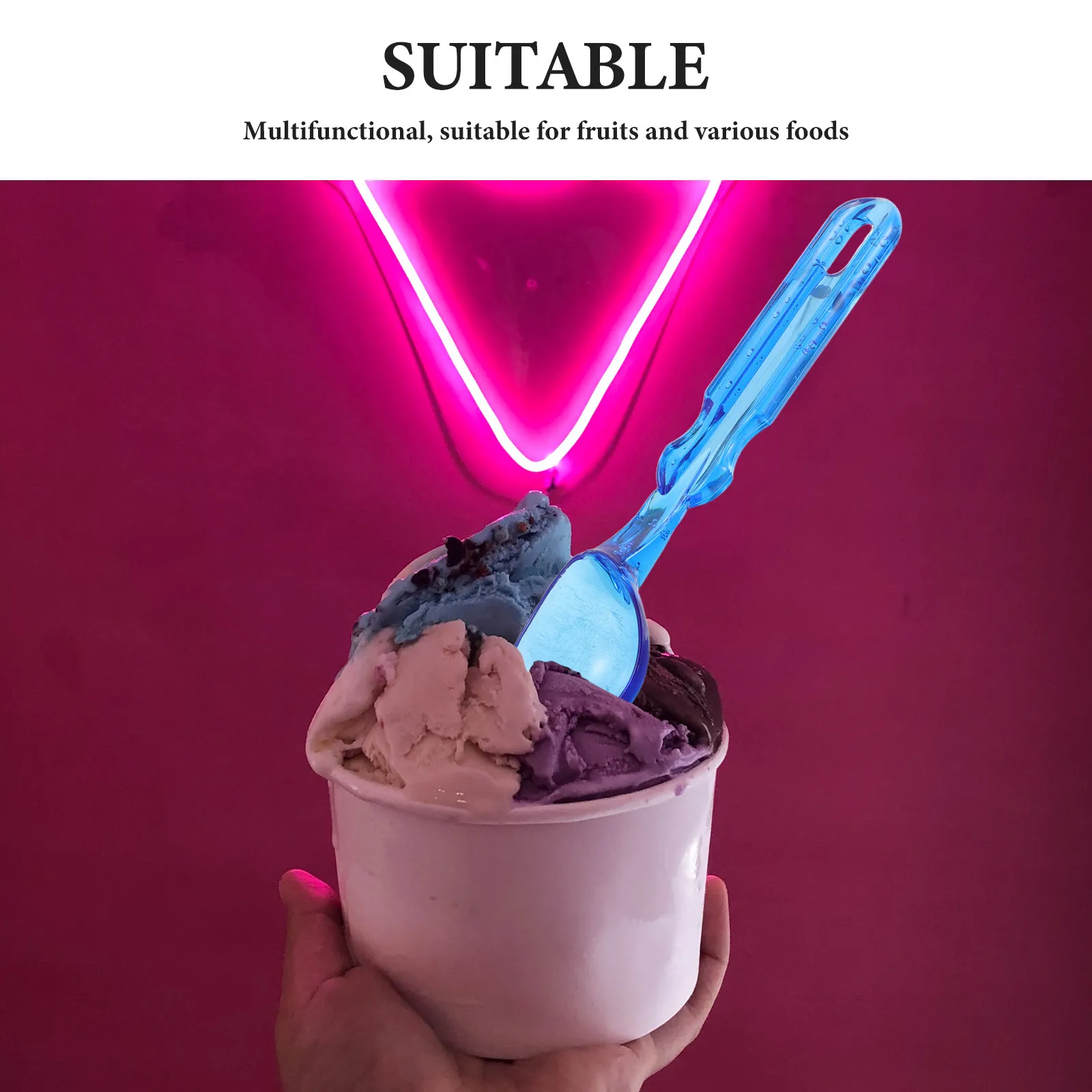 30Pcs Icecream Scoop Spoon Non-Stick Plastic Handle Melon Baller Multi Purpose Fruit Scooper Dessert Table Snack Candy Yogurt