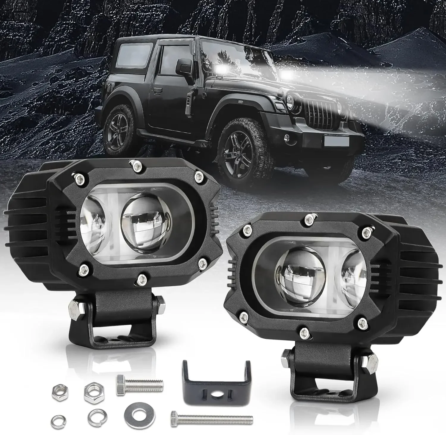 

Additional 3inch Ligh Mile Led Work Light Bar Driving Lamp Headlights Long -range Accessories 12V 24V Electric 4x4 Led Off Road