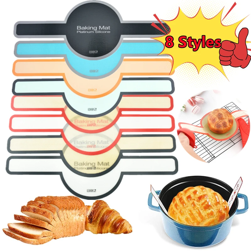 Alfombrilla de silicona para hornear para Horno Holandés, mangos largos, antiadherente eslinga, accesorios de pastelería y panadería, 8 estilos