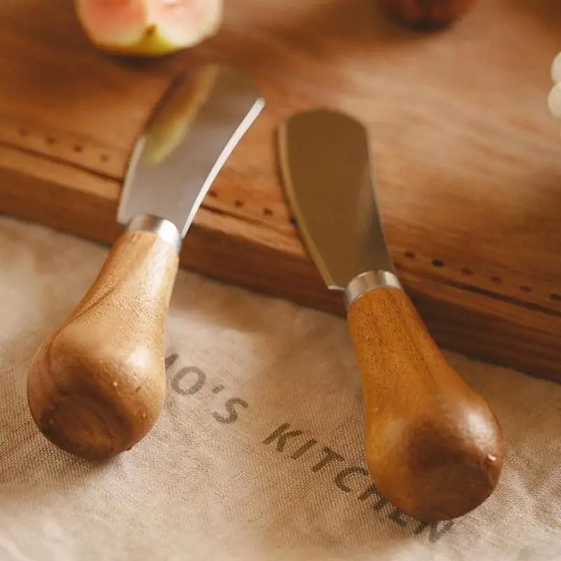 Wooden Handle Butter Cutter Knife Dessert Cheese Slicer Knives Toast Breakfast Utensil Jam Spreaders Cream Cutter Kitchen Tools