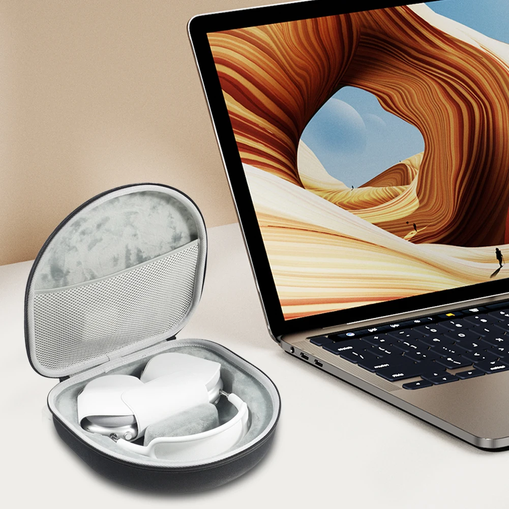 Жесткий чехол с сетчатым карманом, защитный чехол из ЭВА, водонепроницаемая защитная коробка для беспроводной гарнитуры для гарнитуры Apple AirPods Max