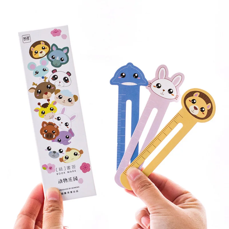 30Pcs Cute Animal Paper Bookmarks With Scale Paper Book Holder Stationery School Supplie