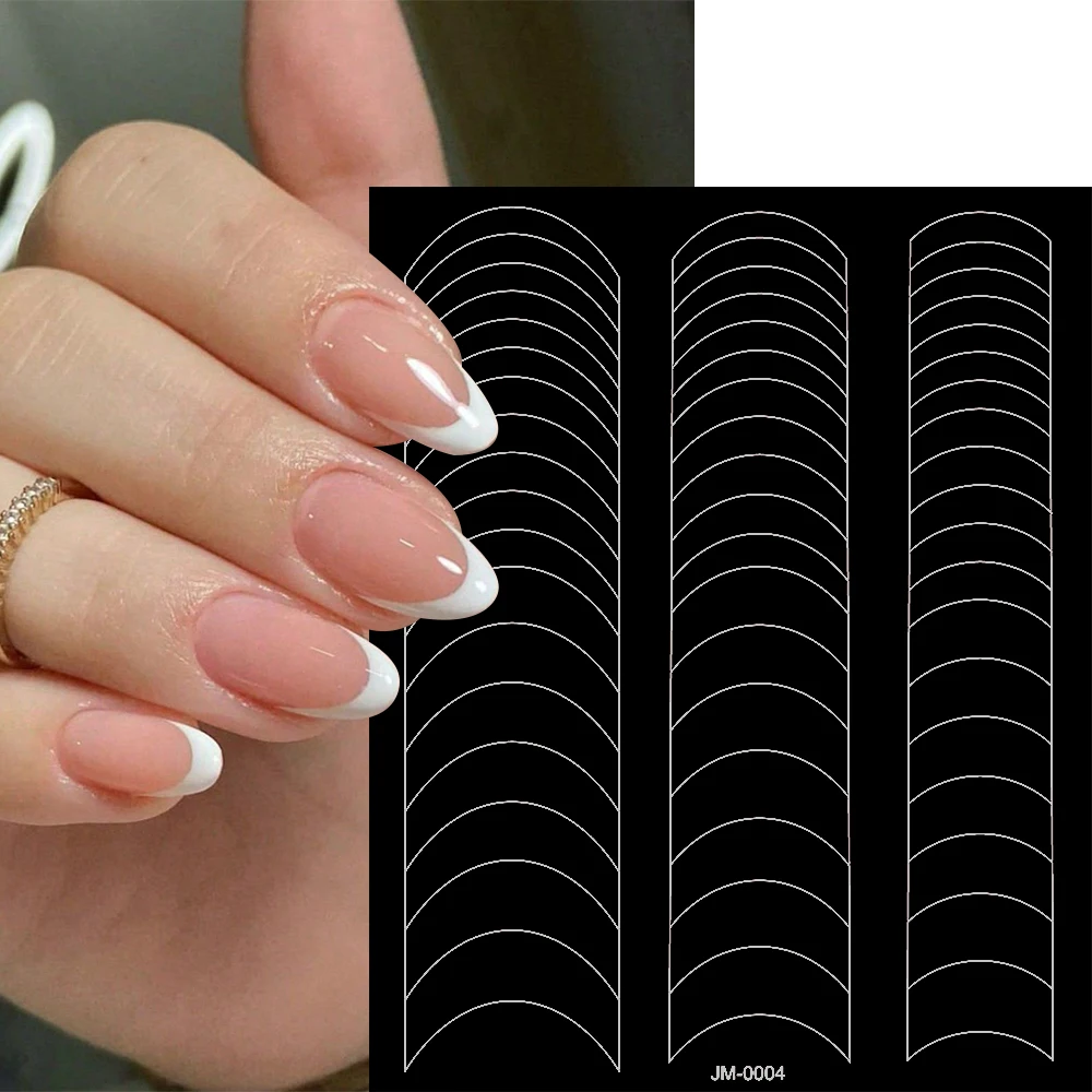 1 Stück French-Tip-Schablonen mit Hohlgitter, selbstklebende Nagelsticker für französische Linien, French-Tip-Guide-Werkzeuge S@