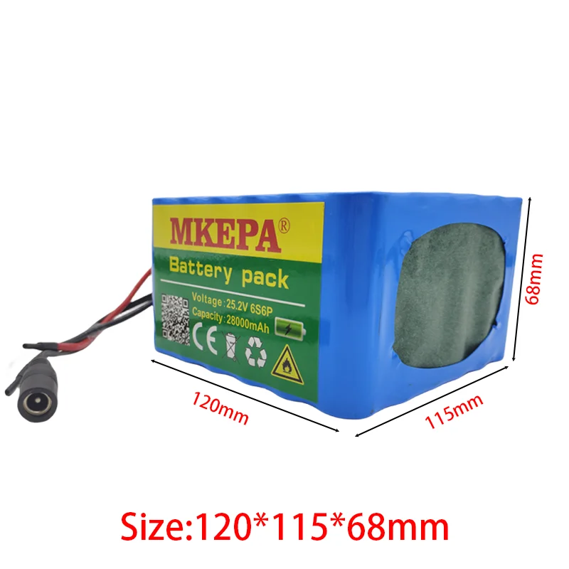 Large-Capacity 18650 24V 28Ah Battery Pack BMS 6S6P 25.2V E-Bike Scooter Wheelchair Four-Wheeler Lithium Battery Pack  Charger