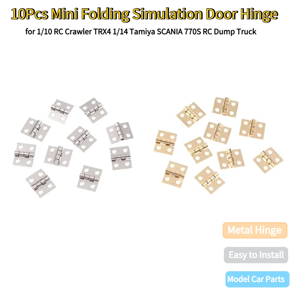 10Pcs Mini Folding Simulation Door Hinge for 1/10 RC Crawler TRX4 1/14 Tamiya SCANIA 770S RC Dump Truck