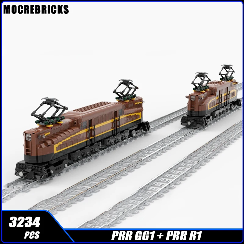 City Express PRR GG1+PRR R1 Double Feature Trains Building Block Assemble Model Brick Toy Children Festival Gifts