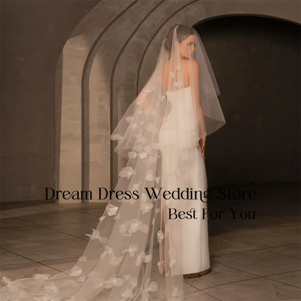 DREAM Simple Strapless Long Sheath Wedding Dress Women 2025 Open Back Sleeveless Split Bridal Gown Vestidos De Noiva Customized