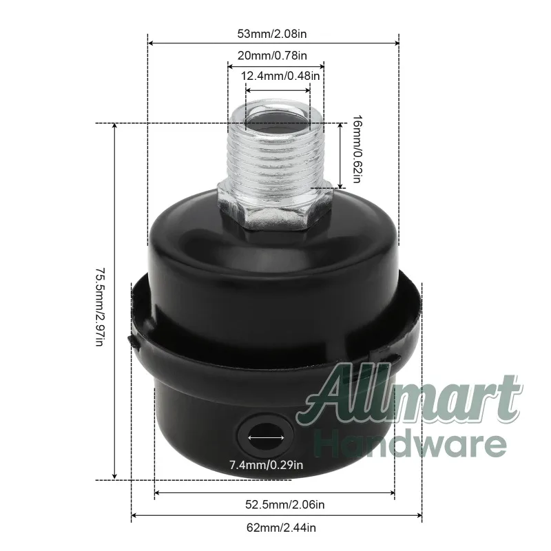 Generator blower exhaust air compressor parts 1/2 inch threaded air compressor intake filter, noise eliminator