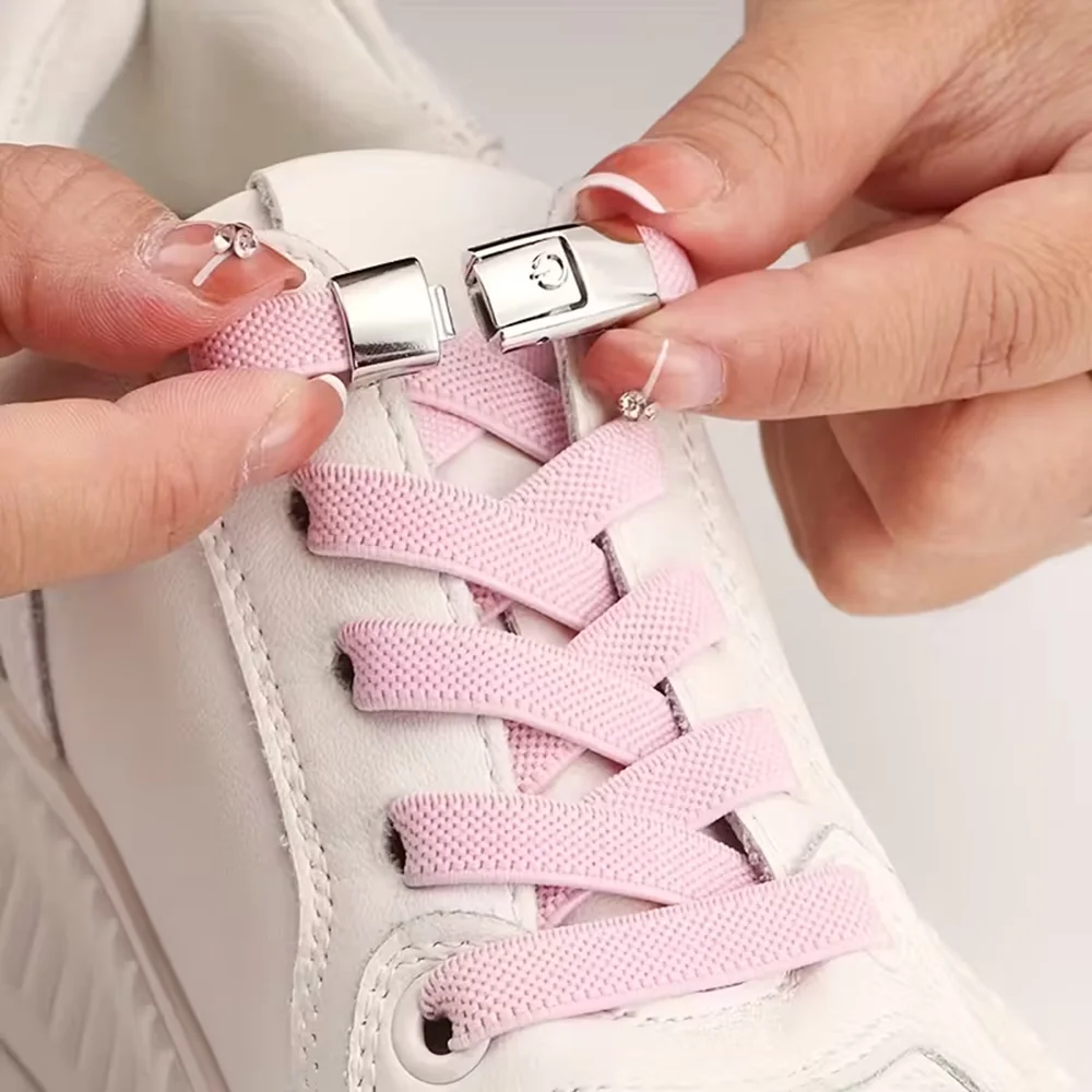 スニーカー用のフラットな伸縮性のある靴ひも、快適なフラットシ - Elastic Lace Trim のレビューと価格