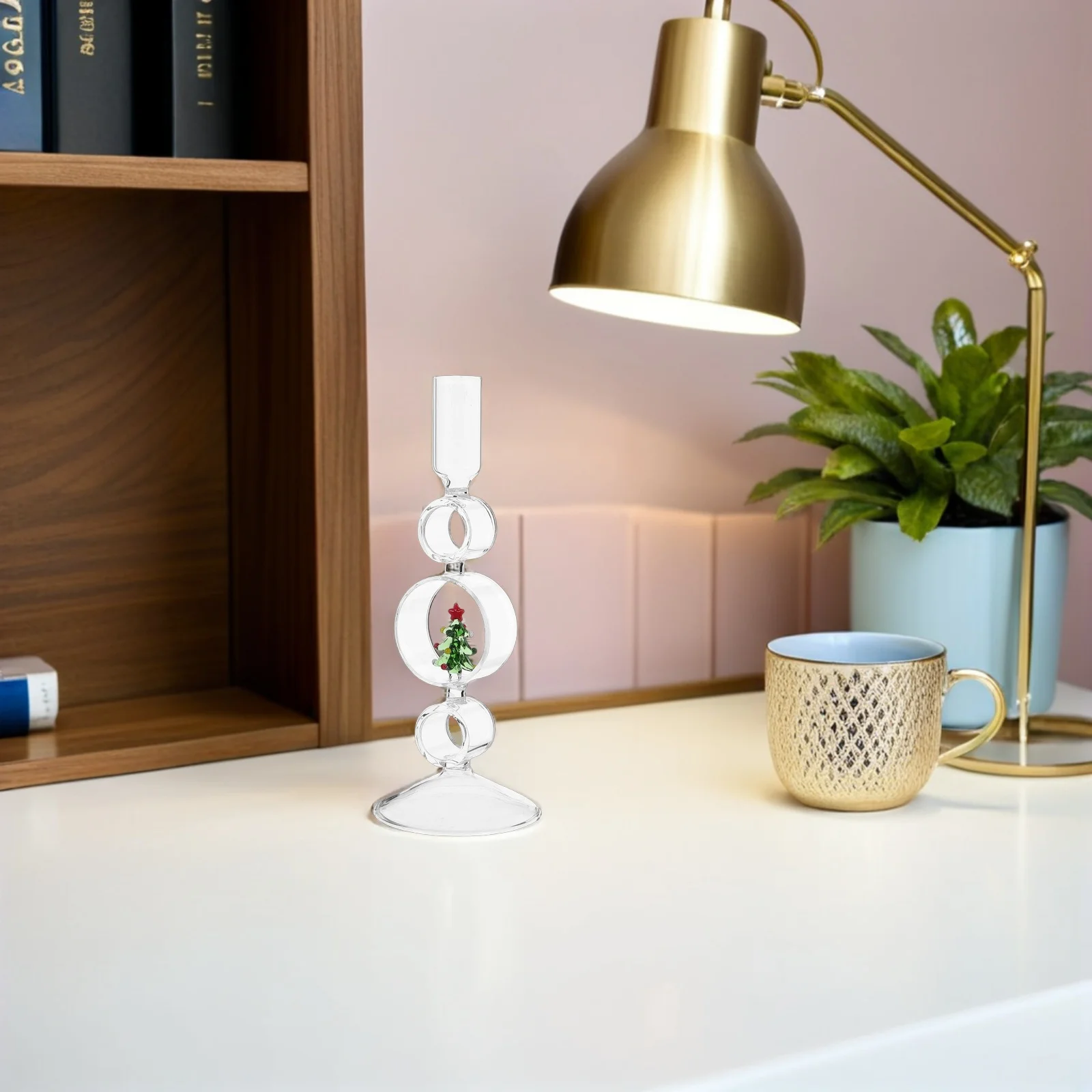 

Christmas Glass Candlesticks Set of 3 - Clear Taper Holder 8.45x3.34x0.98in for Holiday Dining Table Centerpiece Decor Christmas