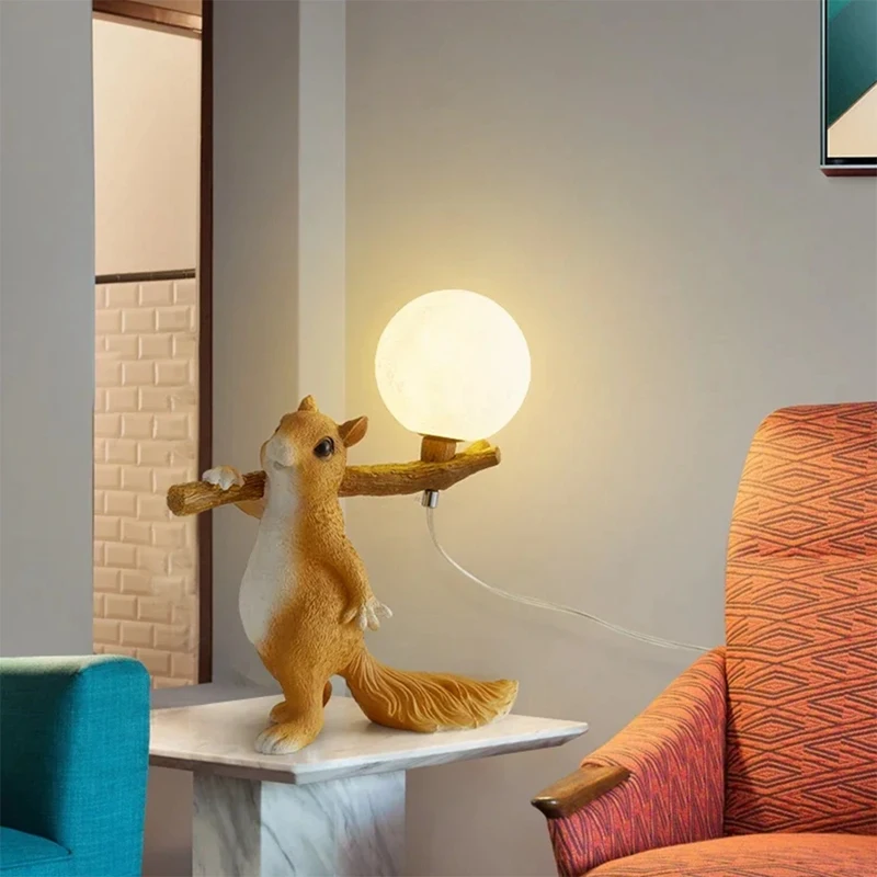 Nachttischlampe Lampe Kinderlampe Wohnzimmer Schlafzimmer Dekorative Leuchte Niedliche dekorative Eichhörnchenlampe