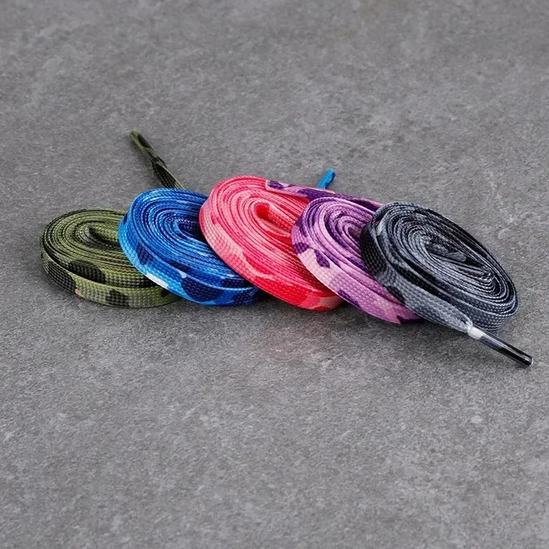 New Flat 0.8CM Width Shoelace Shoes Accessories Cream Camouflage Print Shoelaces for Sneakers 120/140/160CM for AF1 Shoe Laces