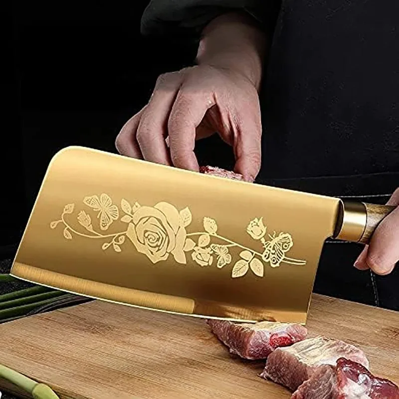 Deluxe Gold Kitchen Knife Seiko stainless steel blade with gold titanium plated Chef\'s knife Kitchen chef\'s kitchen knife