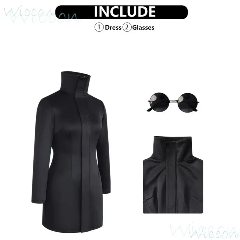 Gojo أنثى Satoru أنيمي Juju تأثيري tsu الدعامة النظارات الشمسية Kaiisen أسود أزرق كحلي فستان زي مدرسي المرأة دعوى الأبيض شعر مستعار طويل