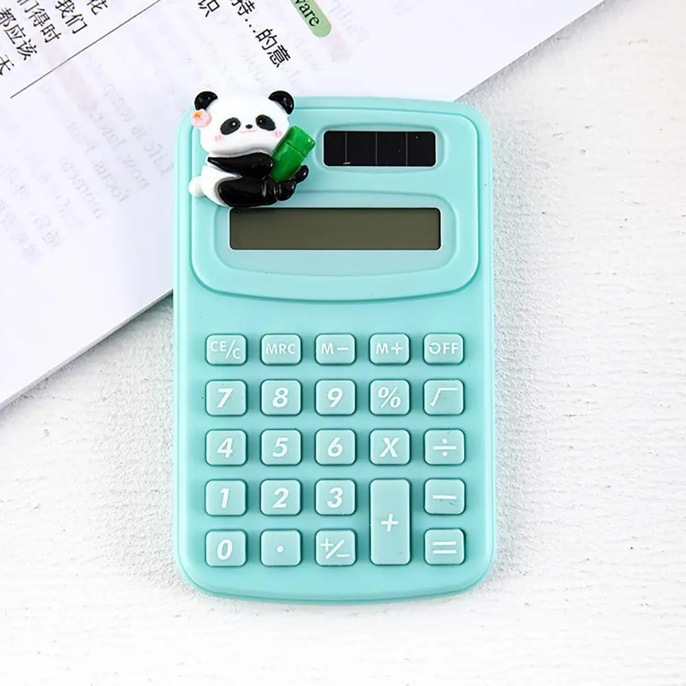 Mini calculadora portátil con forma de Panda, diseño bonito, botones de goma de plástico, ligera, para estudiantes de oficina
