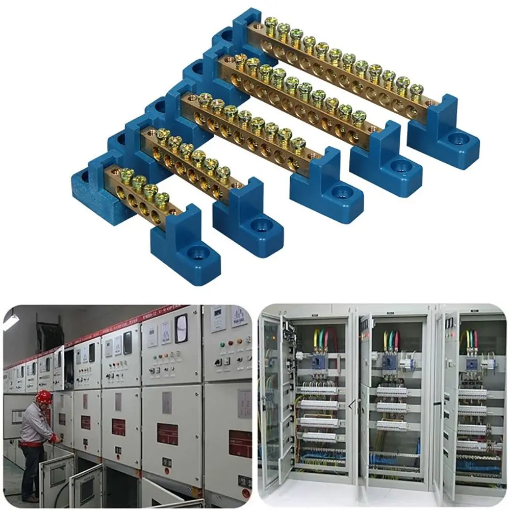 New 6*9 Copper Ground Bar 4/6/8/10/12 Hole High Bridge Type Zero Ground Wiring Connection Zero Row Distribution Box