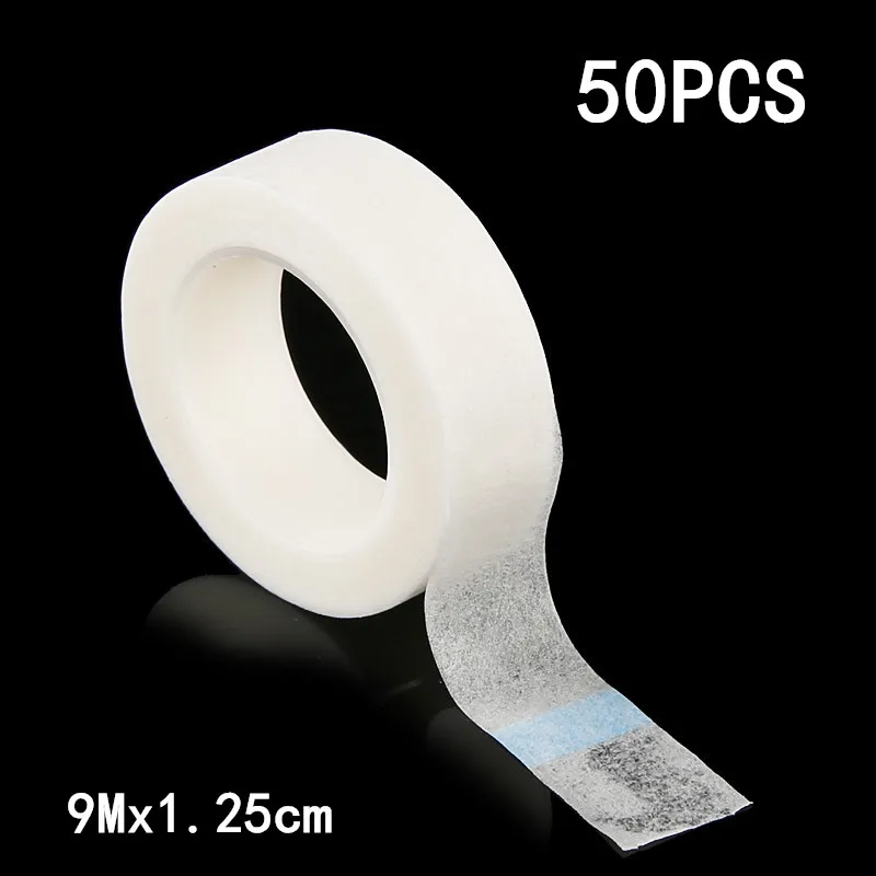 1/5/10/20/50PCS 9Mx1.25cm Non Woven Fabric Adhesive Tape For Fake Eyelashes Breathable Eyelash Extension Paper Tape Roll