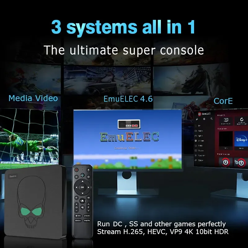 Kinhank Super Console X King Beelink Retro Video Game Consoles TV BOX For SS/DC/Arcade Media TV 9 Amlogic S922X With 60000 Games