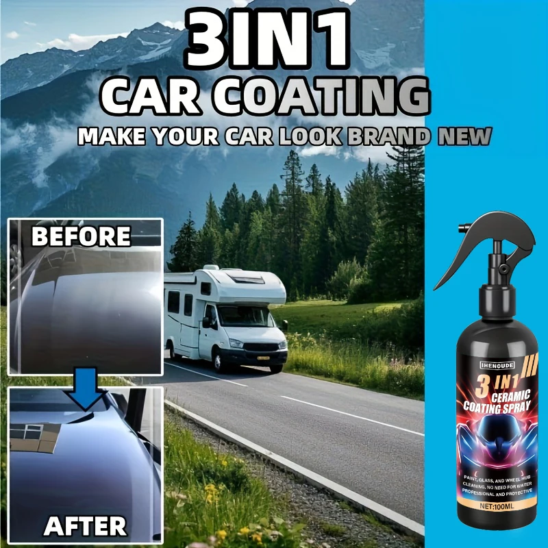 

Rv Three-In-One Ceramic Nano Coating for Cars - Super Hydrophobic, Waterproof, Dustproof, Paint Gloss Barrier, Long-Lasting Protection and Maintenance, Universal Coating Agent for All Colors, Includes a Towel, Rv Waxing Supplies, Rv Maintenance Essentials