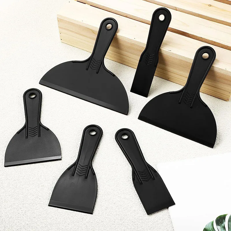 6Pcs/Set Plastic Putty Knife Set Black Wood Painter Flexible Fill Knife Decal Wallpaper Paint Wall Automotive Putty