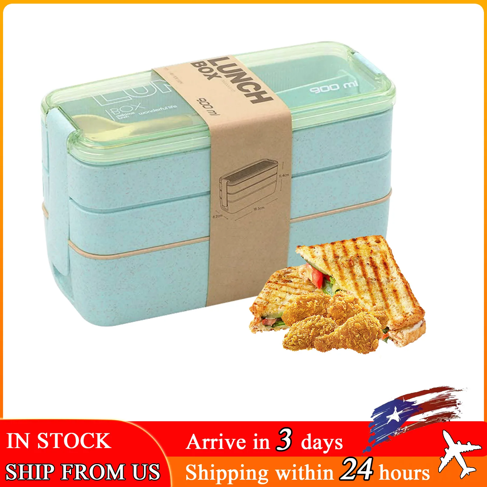 

900ml Meal Box for Adults Kids 3 Stackable Meal Box Leak-proof Meal Box Portable Meal Food Container Food Storage Box